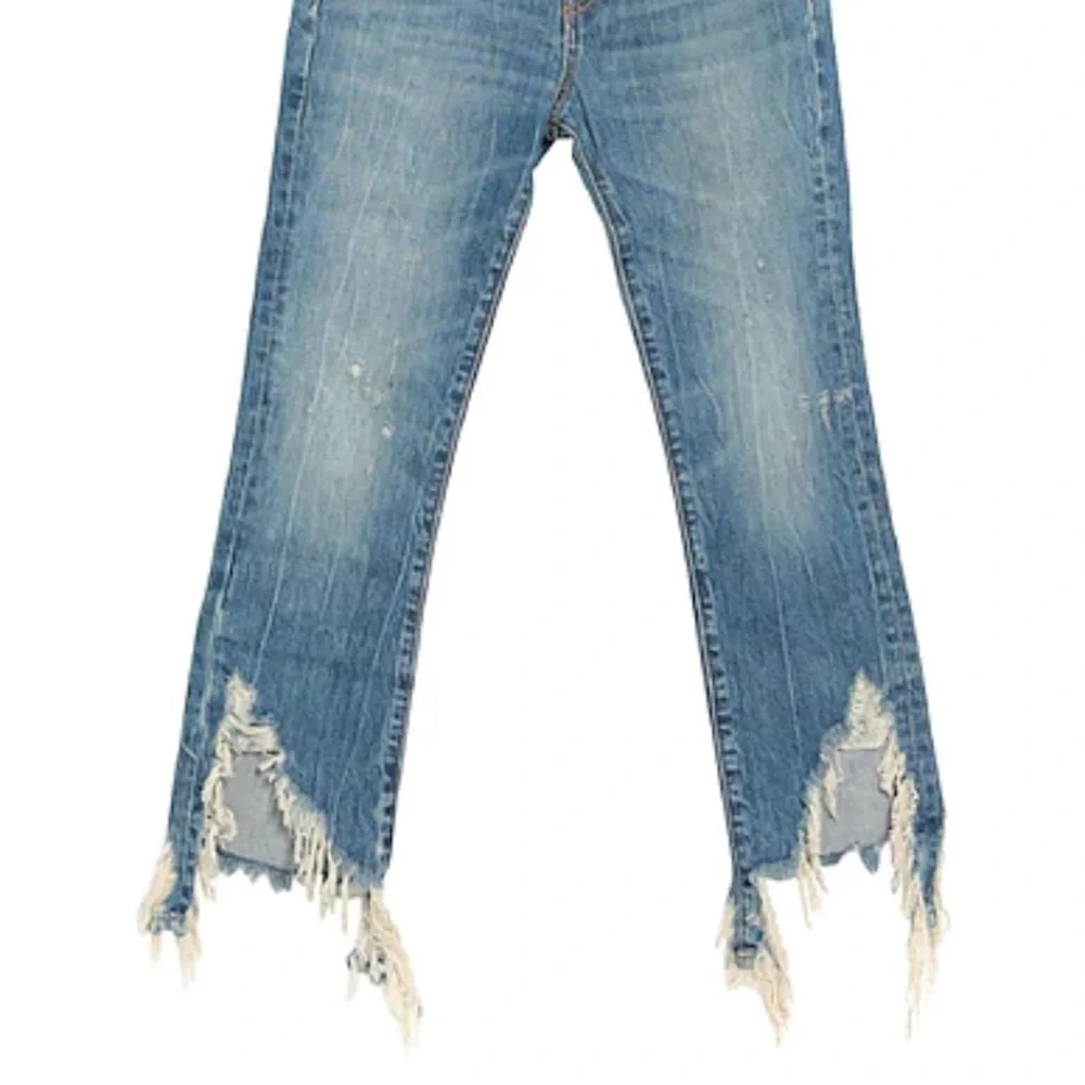 R13 Distressed Hem High Waist Crop Denim Jeans - Picture 4 of 15